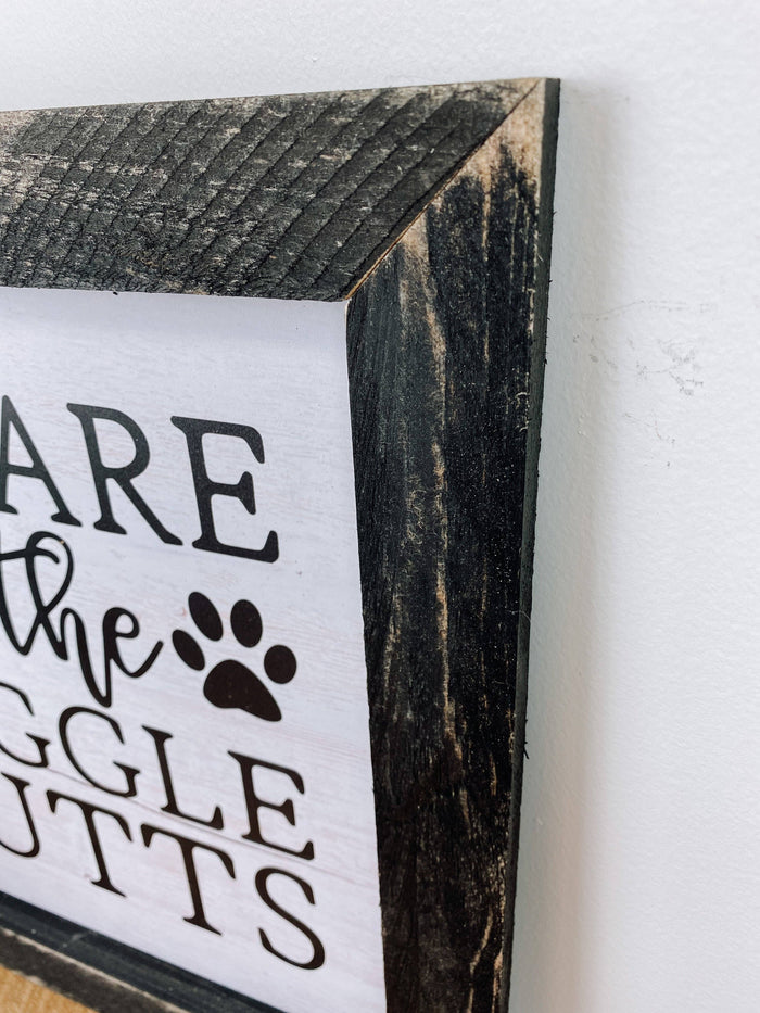 Beware Of Wiggly Butts Dog Sign, 10x10 Dog Sign: Dark Walnut