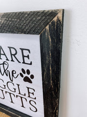 Beware Of Wiggly Butts Dog Sign, 10x10 Dog Sign: Dark Walnut