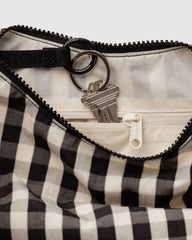 Black and Cream Gingham Medium Crescent Baggu
