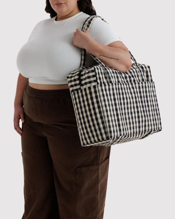 Black & Cream Gingham Cloud Carry On Bag