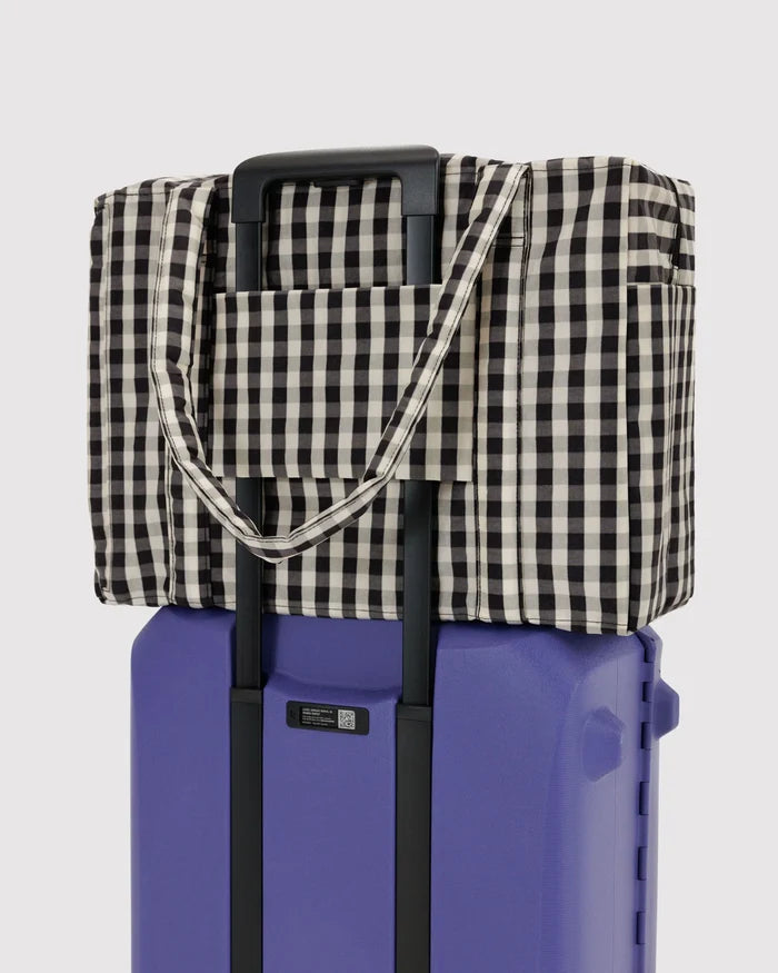 Black & Cream Gingham Cloud Carry On Bag