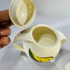 Blue Ridge Fantasia Creamer Sugar Bowl Set, Vintage Skyline Shape Hand Painted Southern Potteries