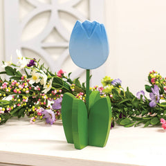 Blue Wooden Dimensional Tulip Sitter