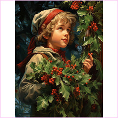 Boughs of Holly Diamond Painting Kit-30x40cm (12x16 in)-Heartful Diamonds
