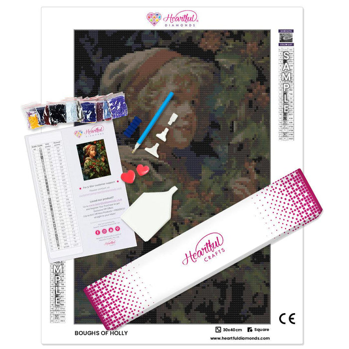 Boughs of Holly Diamond Painting Kit-30x40cm (12x16 in)-Heartful Diamonds
