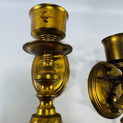 Brass Wall Sconce Candle Holders Pair Vintage Brass Sconces
