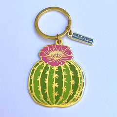 Cactus Barrel Enamel Keychain