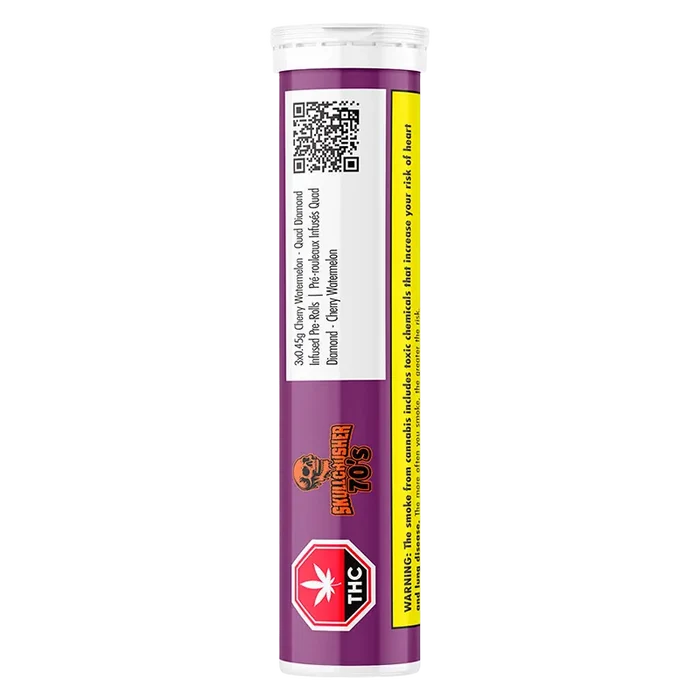 Skullcrusher 70's by RAD 1.35 g Cherry Watermelon- Quad Diamond Infused PR 3 x 0.45 g Pre-Rolls