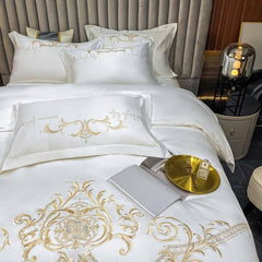 Chic Embroidery Satin Cotton Comforter Bedding Set - Queen & King Size