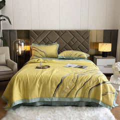 Chic Marble Abstract Embroidered Quilt - Summer Comforter Bedding Bliss