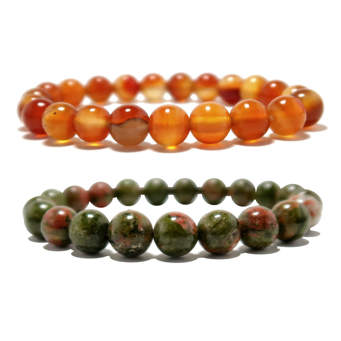 carnelian and unakite bracelet set