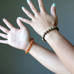 carnelian and unakite bracelet set