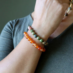 carnelian and unakite bracelet set