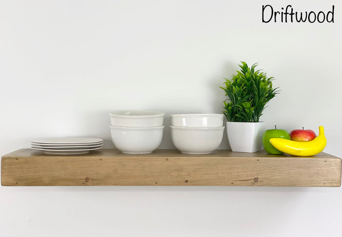 Driftwood Floating Shelf- Round Matte Black Towel Bar