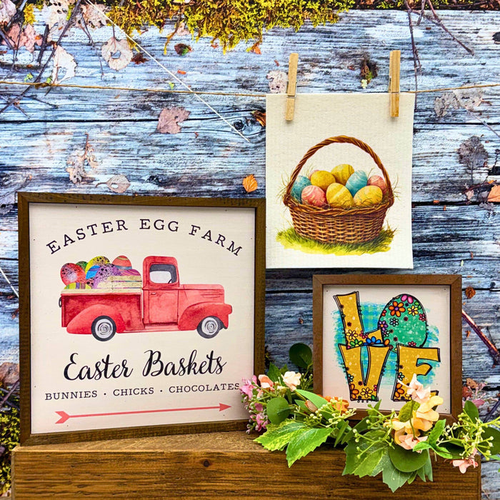 Easter Egg Basket Spring Swedish Dishcloths - Easter Decor