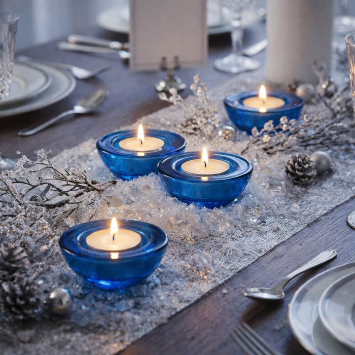 Eastland Chunky Tealight Candle Holder Blue Set of 12