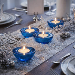 Eastland Chunky Tealight Candle Holder Blue Set of 12