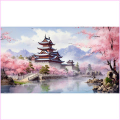 Enchanted Japanese Landscape Diamond Painting Kit-70x40cm (28x16 in)-Heartful Diamonds