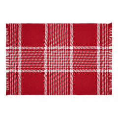 Eston Red White Plaid Placemat Set of 2 Fringed 13x19
