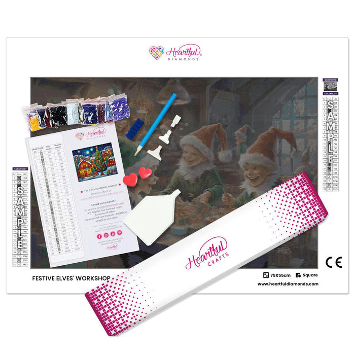Festive Elves' Workshop Diamond Painting Kit-75x55cm (30x22 in)-Heartful Diamonds