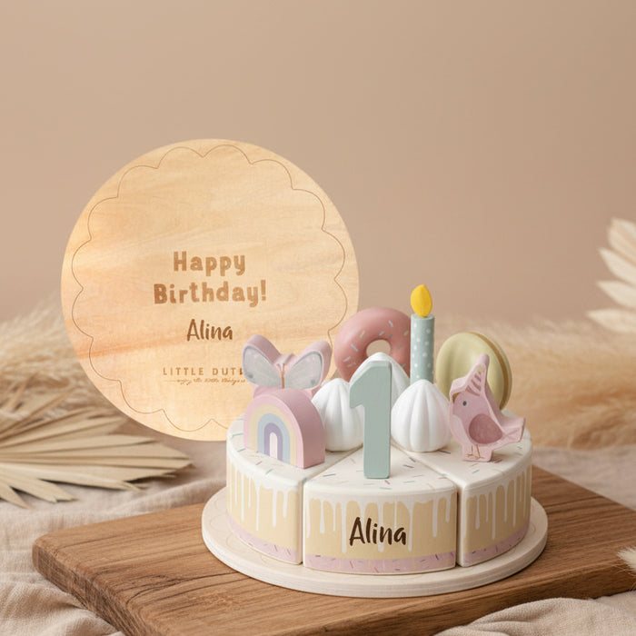 Geburtstagskuchen Pink aus Holz – 26 Teile ab 3 Jahren