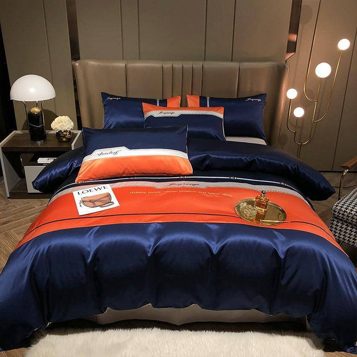 Geometric Patchwork Bedding Set: Comfortable Satin and Cotton Duvet Cover