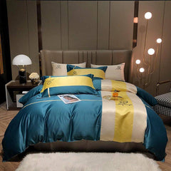 Geometric Patchwork Bedding Set: Comfortable Satin and Cotton Duvet Cover