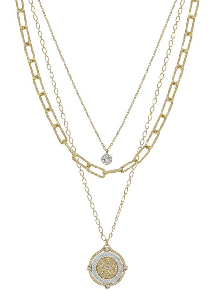 gold and silver layered coin necklace
