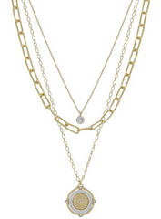 gold and silver layered coin necklace