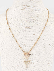 gold rope chain with rhinestone cross necklace