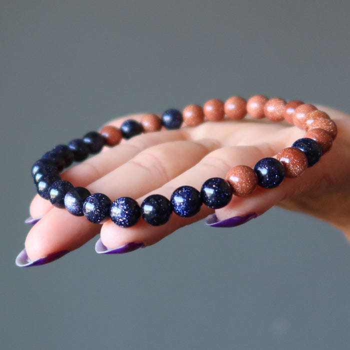 blue and brown goldstone anklet