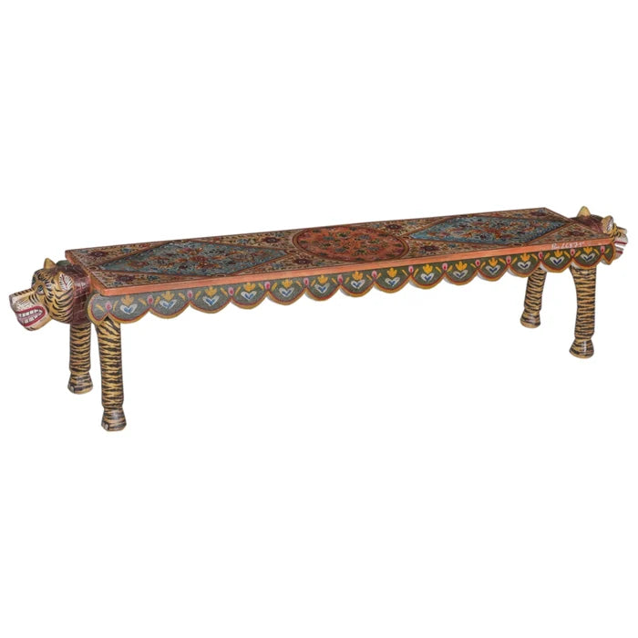 Handmade Teak Bench with Animal Head-Style A: Available at City Home PDX