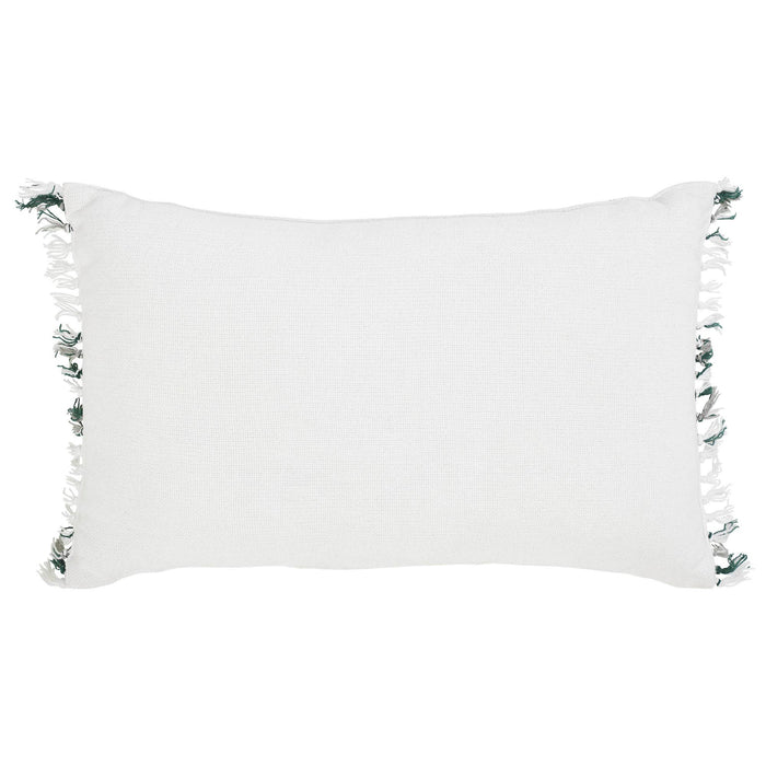 Harper Plaid Green White Pillow Fringed 14x22