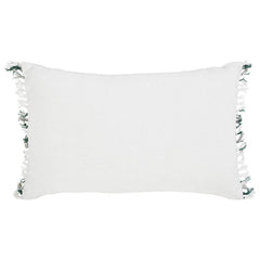 Harper Plaid Green White Pillow Fringed 14x22