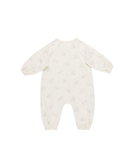 Henley Bubble Jumpsuit in Ivory/Swans