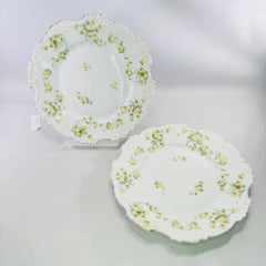 Hermann Ohme Eglantine Plates Set of 2 Green Blue Floral