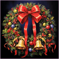 Holly Jolly Wreath Diamond Painting Kit-30x30cm (12x12 in)-Heartful Diamonds