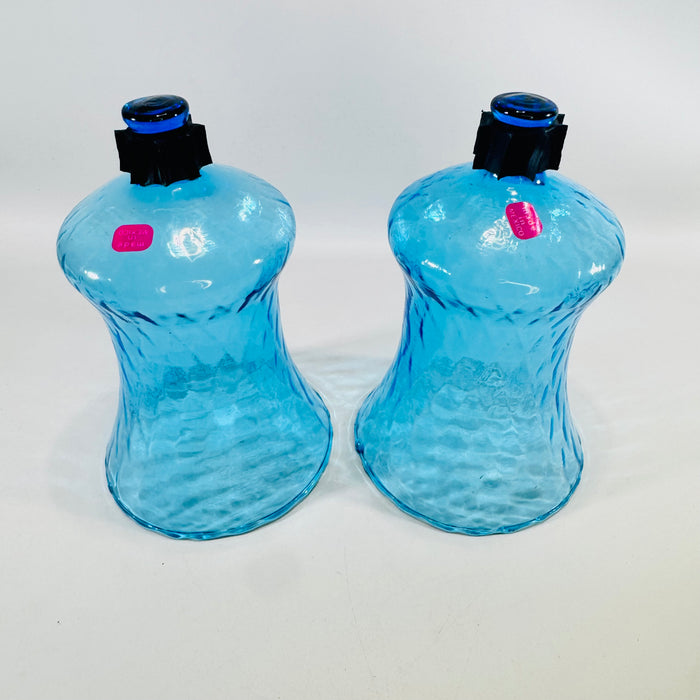 HOMCO Home Interiors Blue Glass Peg Votive Pair Made in Mexico