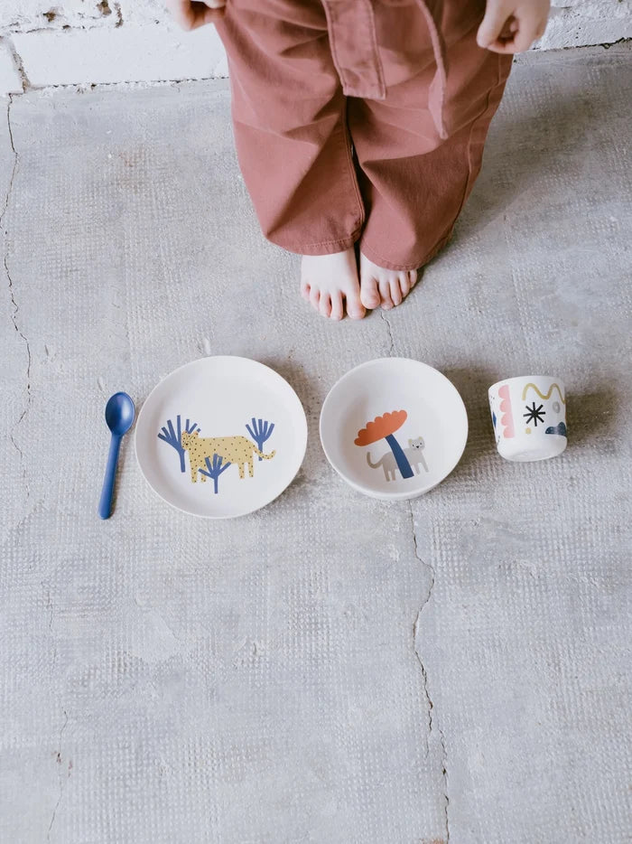 Illustrated Bamboo Kid Dinner Set