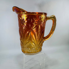Imperial Marigold Carnival Glass Milk Pitcher, Antique Poinsettia Pattern