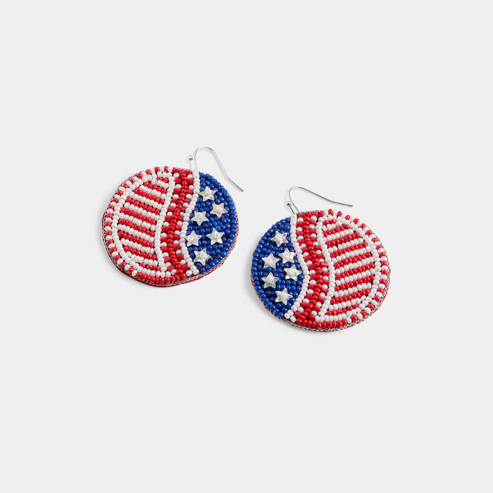 Independence Day Dangle Earrings - Red/White/Blue