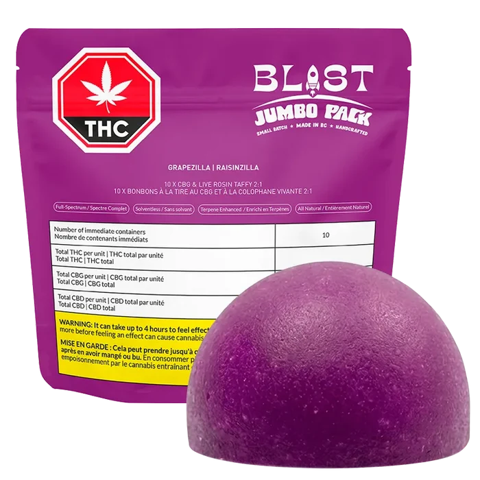 BLAST 10 pack Jumbo Pack Grapeziilla LRO+CBG Higher Chewz Gummies Edibles