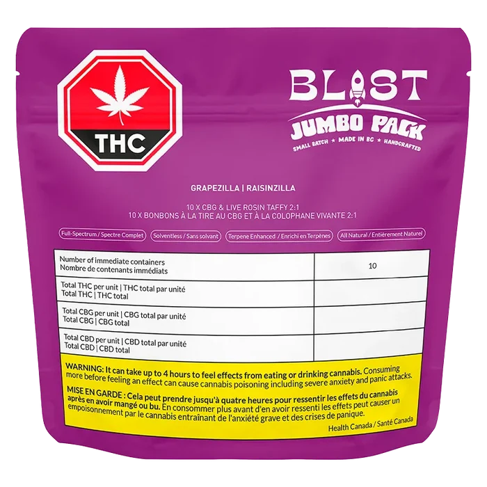 BLAST 10 pack Jumbo Pack Grapeziilla LRO+CBG Higher Chewz Gummies Edibles