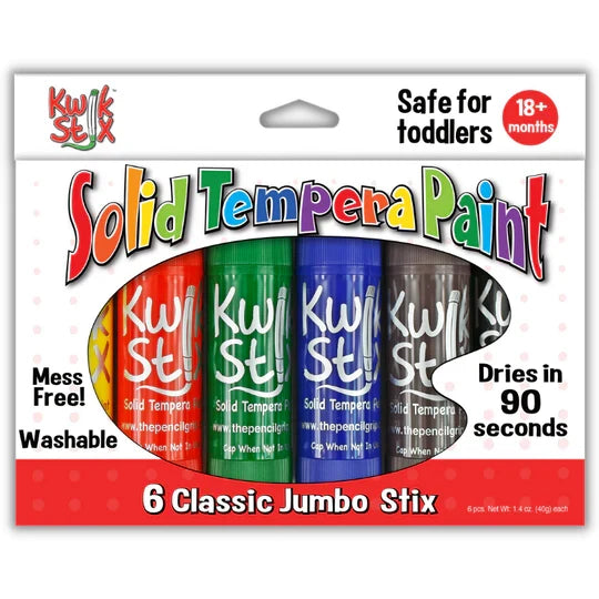 Jumbo Solid Tempera Paint Stix | Classic | Set of 6