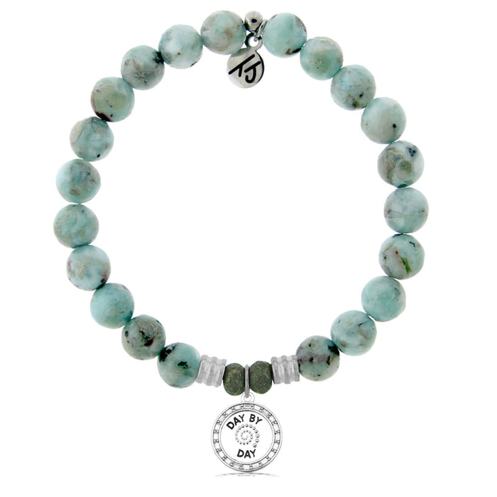 Larimar Gemstone Bracelet with Day by Day Sterling Silver Charm