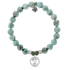 Larimar Gemstone Bracelet with Day by Day Sterling Silver Charm