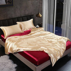 Leopard Silky Satin Duvet Cover Comforter 4Pcs Bedding Set