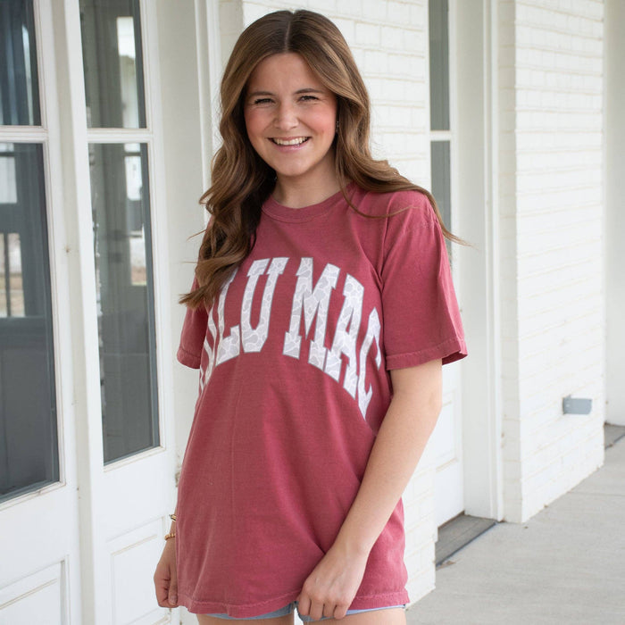 LuLu Mac Camo Crimson Comfort Colors Tee - 260 Broadway Boutique