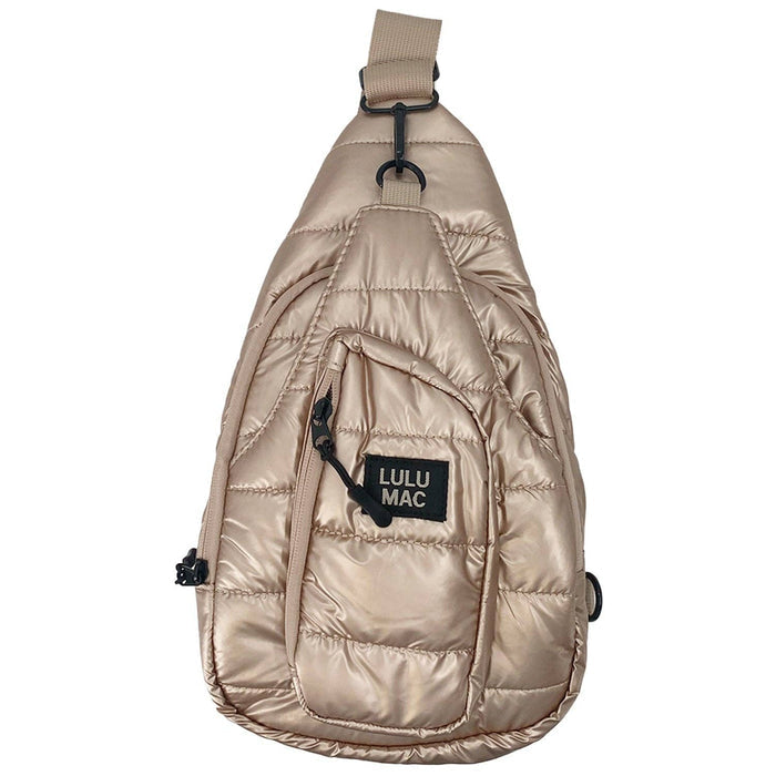 LuLu Mac Puffer Metallic Sling Bag-Champagne - 260 Broadway Boutique