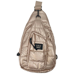 LuLu Mac Puffer Metallic Sling Bag-Champagne - 260 Broadway Boutique